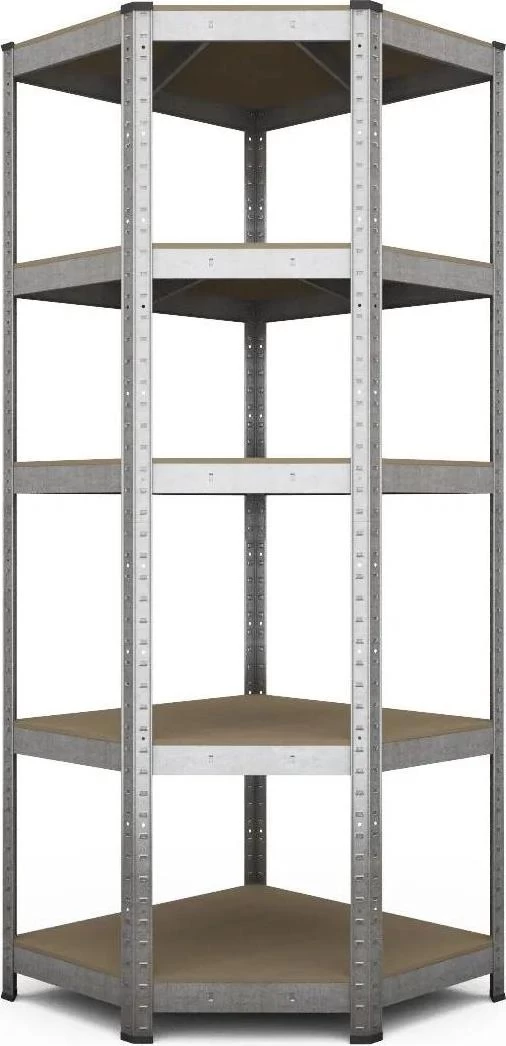 Fistar Rohový regál 1800x700x450x355 mm kovový zinkovaný 5-policový, nosnost 750 kg