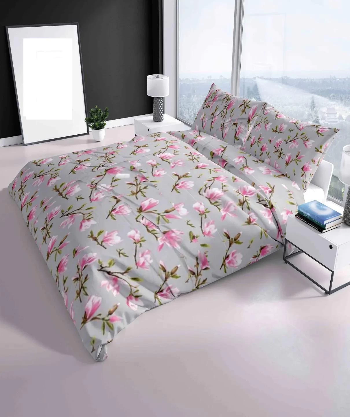 Povlečení krepové Magnolia TiaHome - 1x Polštář 90x70cm, 1x Přikrývka 140x200cm