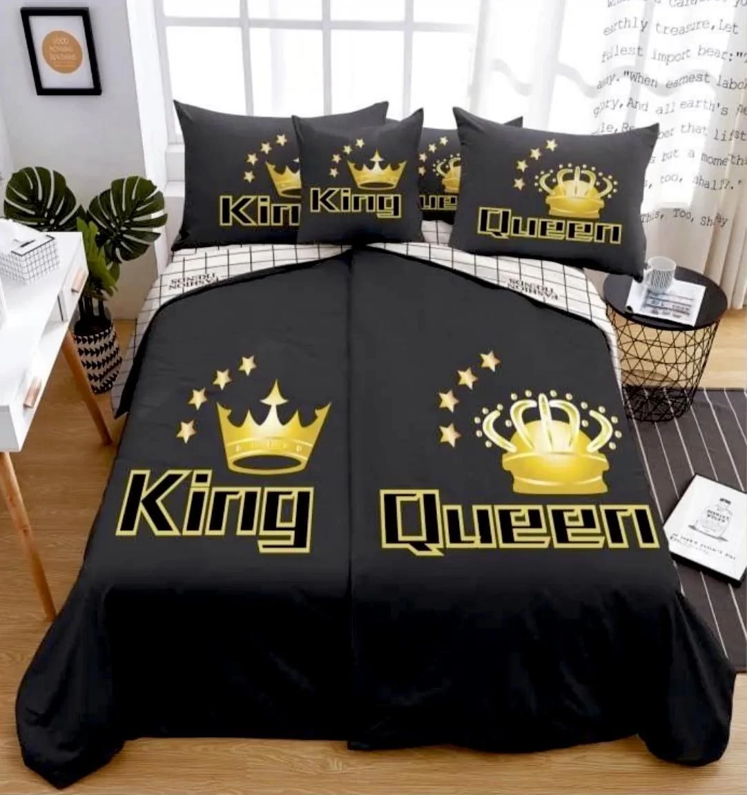 6 dílné Povlečení polycotton King Queen gold 200x140cm + 90x70 cm TiaHome