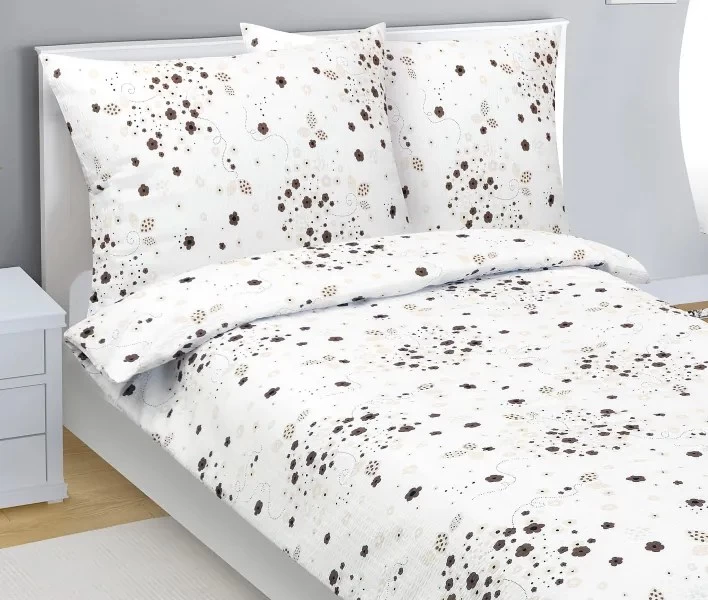 Bellatex Povlečení krepové Kytička hnědá velikost 140x200, 70x90 cm