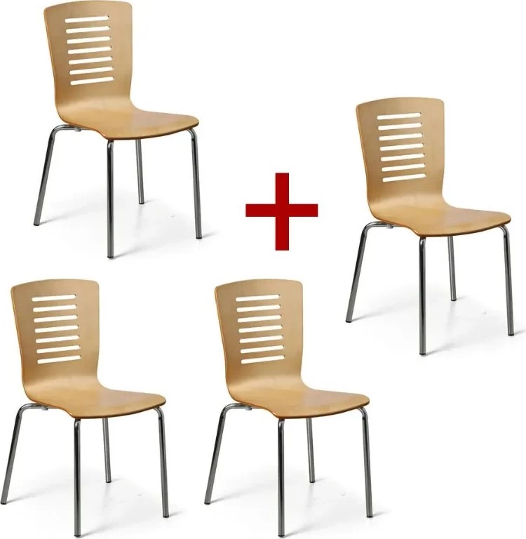 Dřevěná jídelní židle LINES 3+1 ZDARMA, přírodní
