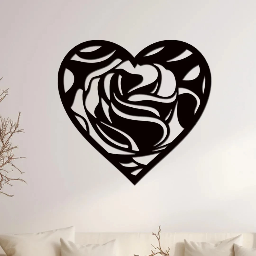 dřevo života Dřevěné srdce na zeď - LOVE Zvolte barvu dekoru: Černá, Rozměry (cm): 20x19