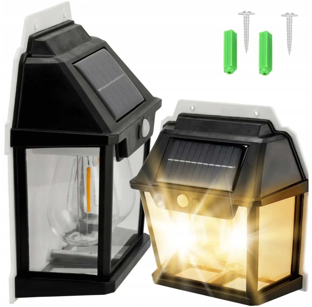 BERGE Solární lampa s pohybovým senzorem 2 LED IP54