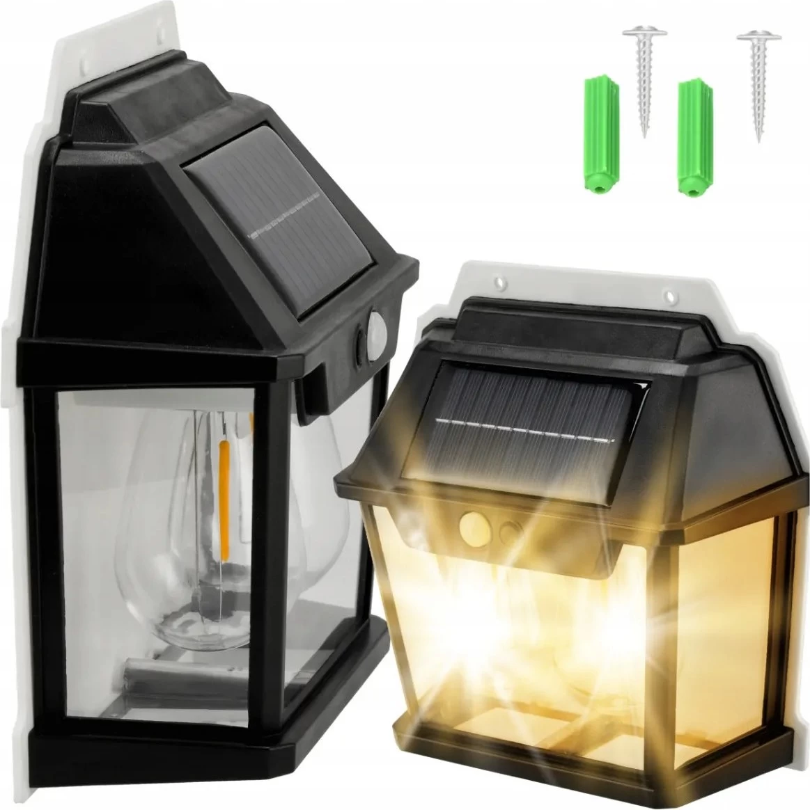BERGE Solární lampa s pohybovým senzorem 2 LED IP54