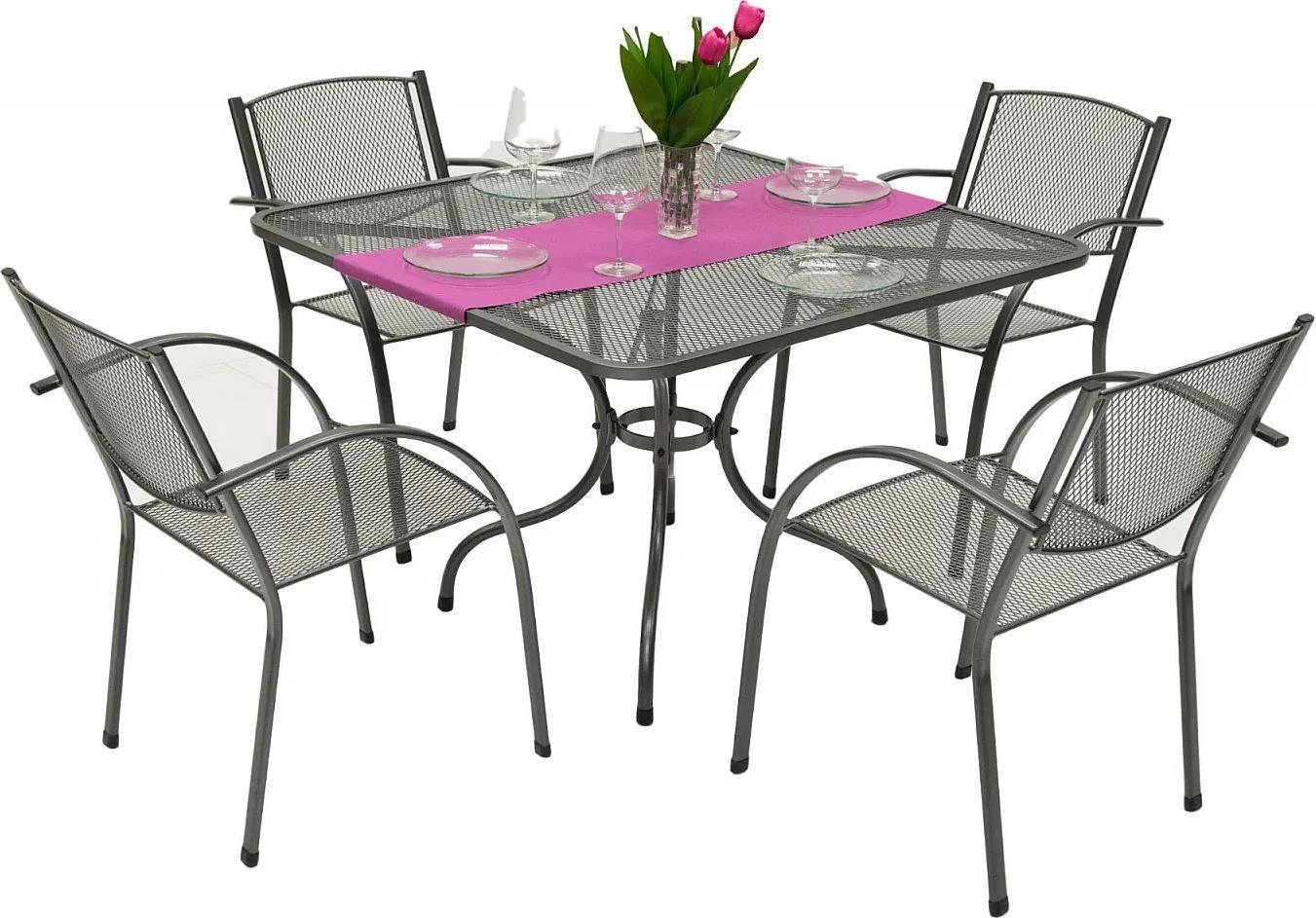 Zahradní kovová sestava MILANO II. 1+4 Stůl 90x90 cm (CT0312)
