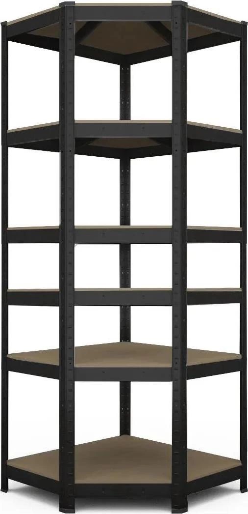 Fistar Rohový regál 2200x700x400x425 mm lakovaný 6-policový, nosnost 900 kg - ČERNÝ