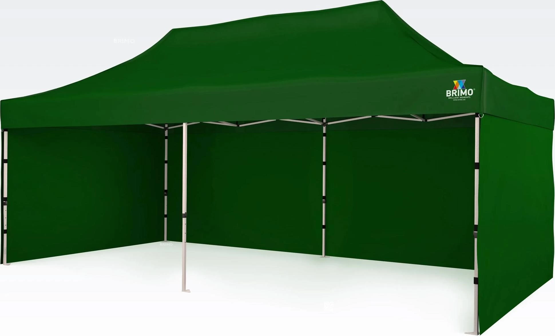 BRIMO Nůžkové stany 3x6m - s 3 stěnami - Zelená S. Alu