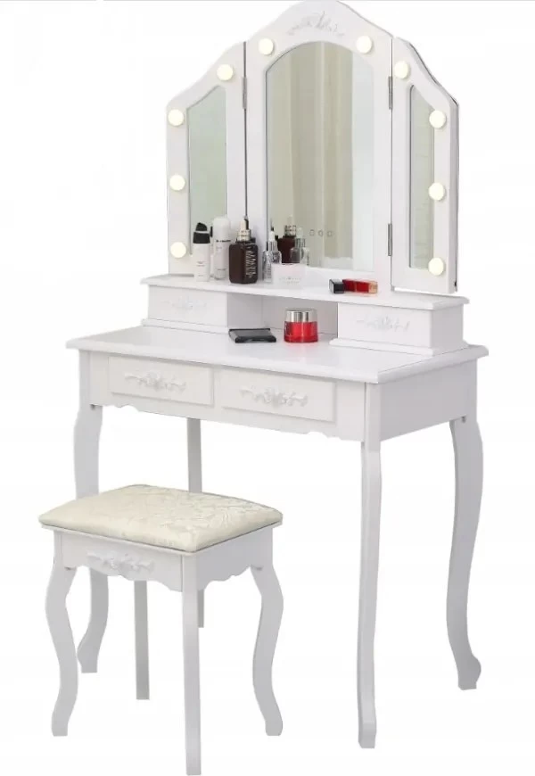 TRENDIE Toaletní stolek Elegant s LED osvětlením + dárek hubka na make up