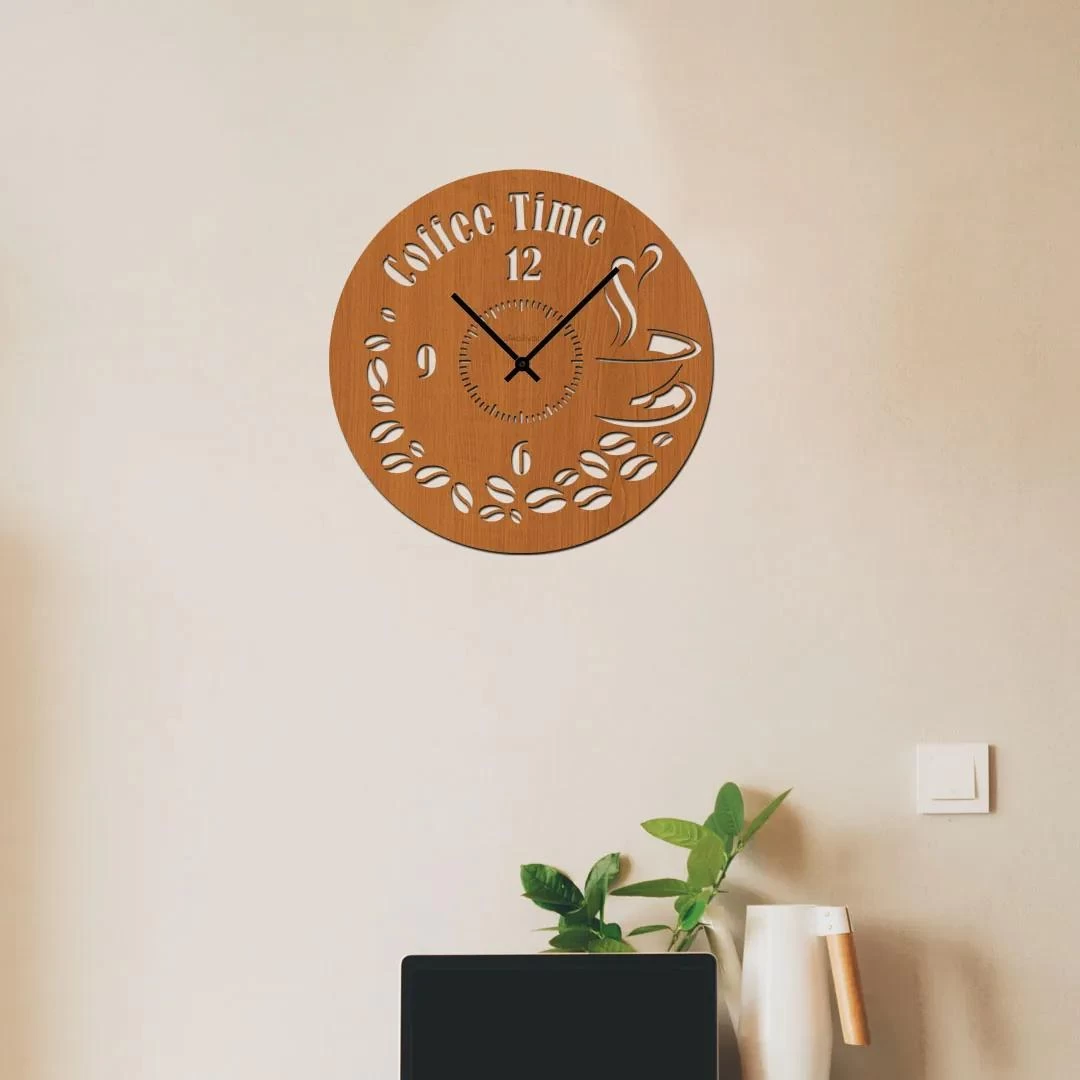 dřevo života Nástěnné hodiny COFFEE TIME Zvolte barvu dekoru: Antracitová, Velikost hodin: 50x50