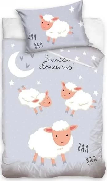 Dětské povlečení bavlna do postýlky Ovečky Sweet Dreams 100x135+40x60 cm