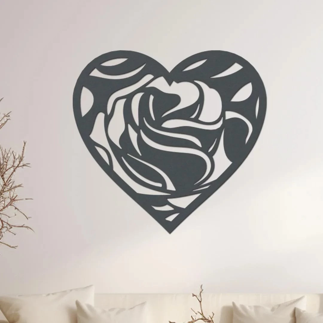 dřevo života Dřevěné srdce na zeď - LOVE Zvolte barvu dekoru: Antracitová, Rozměry (cm): 60x54
