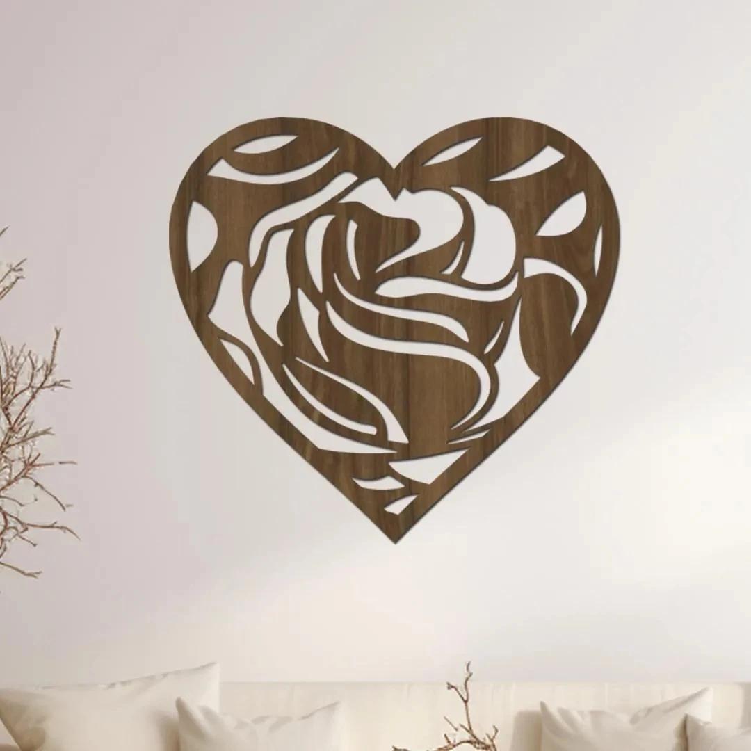 dřevo života Dřevěné srdce na zeď - LOVE Zvolte barvu dekoru: Ořech, Rozměry (cm): 80x76