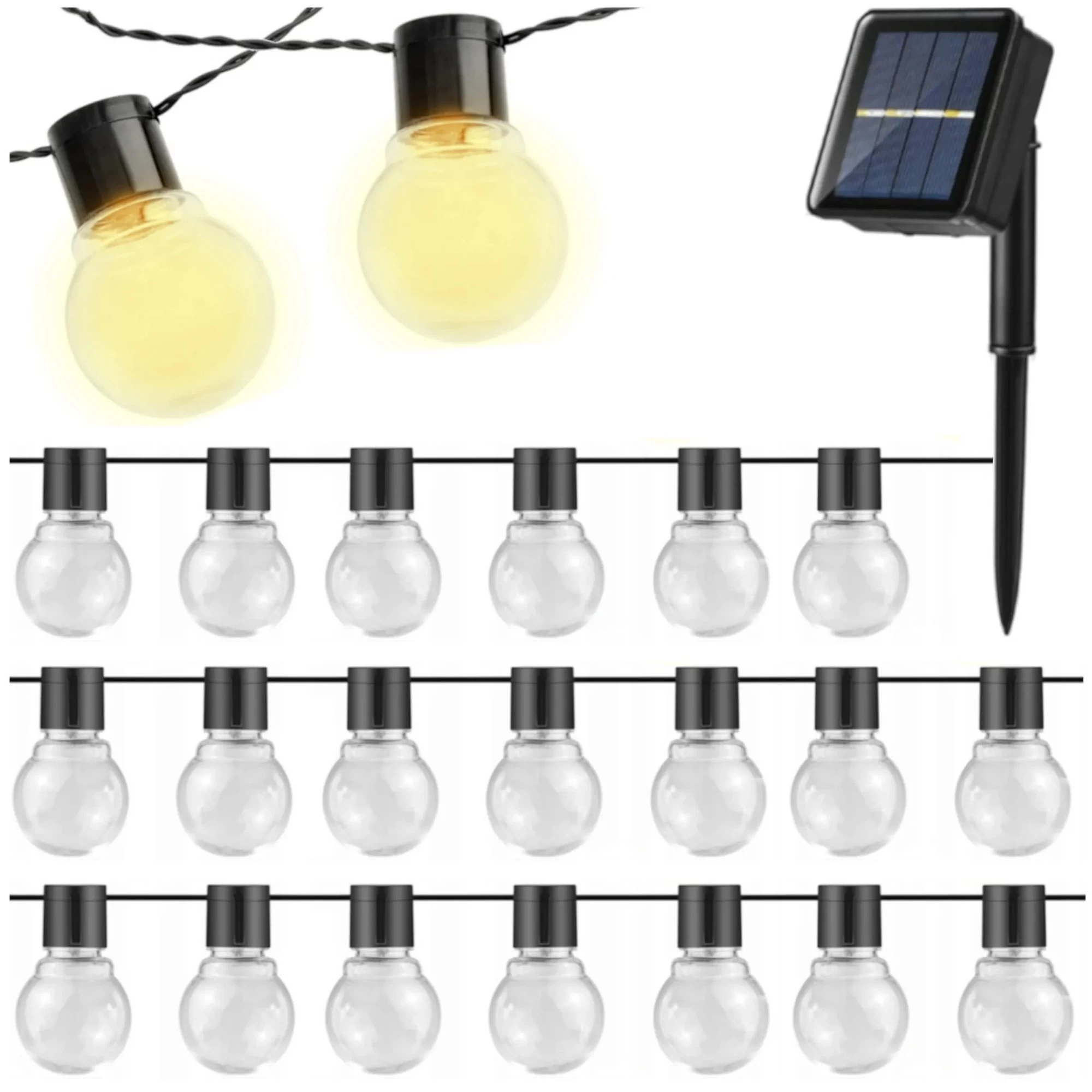 BERGE Solární lampa 5m + 20 žárovek Garden Solar IP44 Venkovní