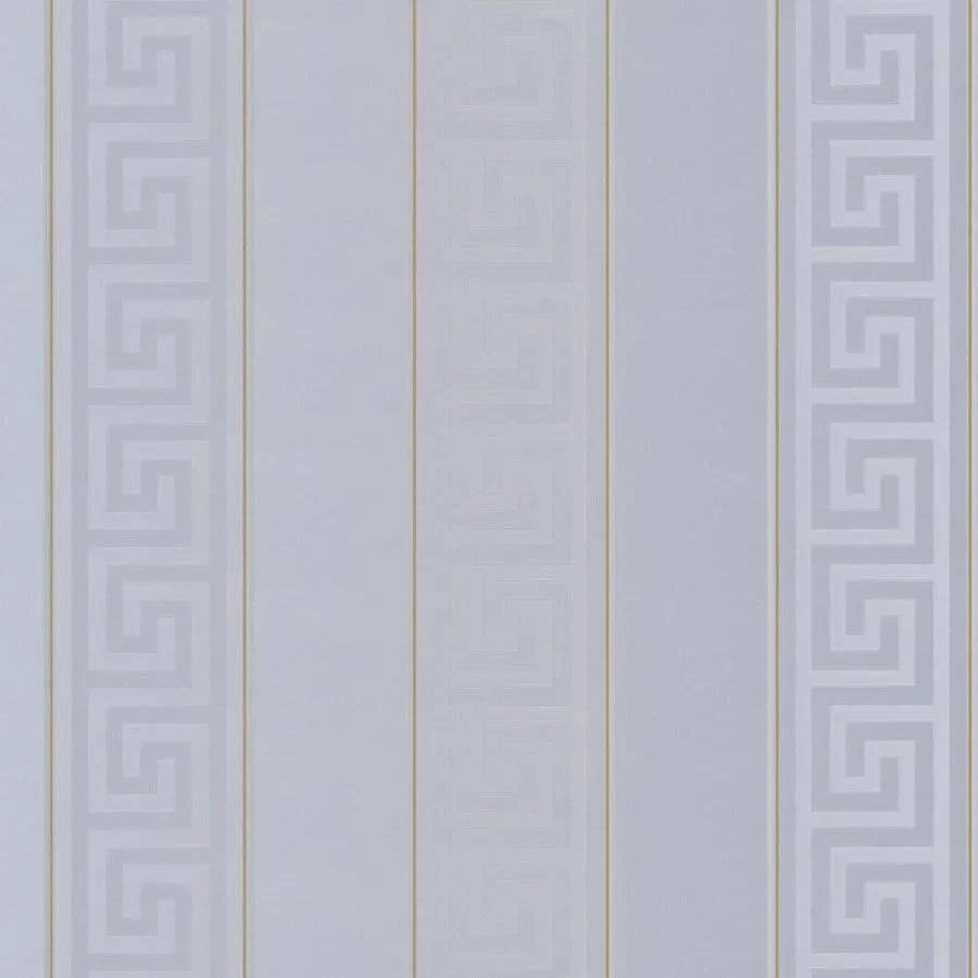 Vliesové tapety na zeď Versace III 93524-5, rozměr 10,05 m x 0,70 m, řecký klíč šedý se zlatými proužky, A.S. Création