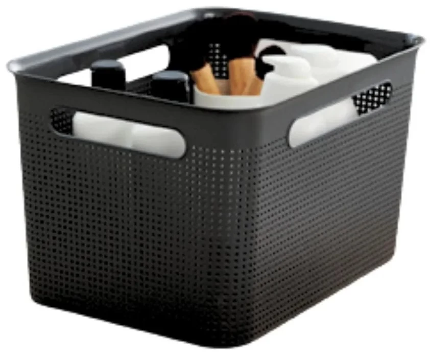 Rotho Úložný box s madly BRISEN 16l, 36x26,2x21cm, černý S víkem / Bez víka: Bez víka