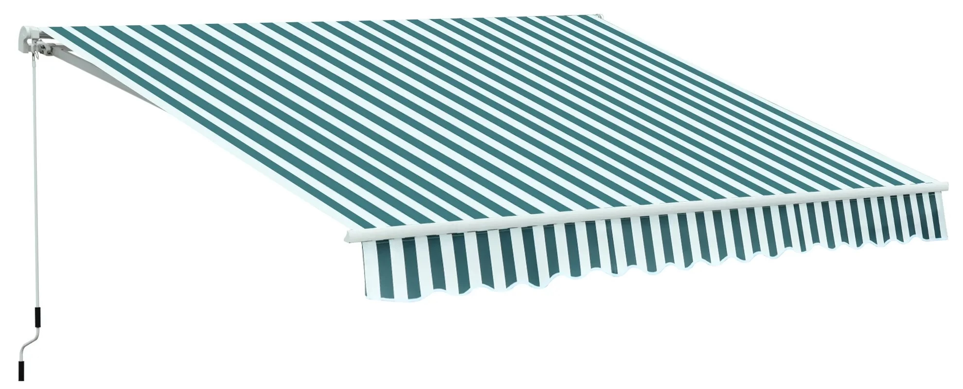 Markýza Outsunny s ruční klikou, ochrana proti slunci, 3,5x2,5 m, zelená+bílá, hliník+polyester| Aosom