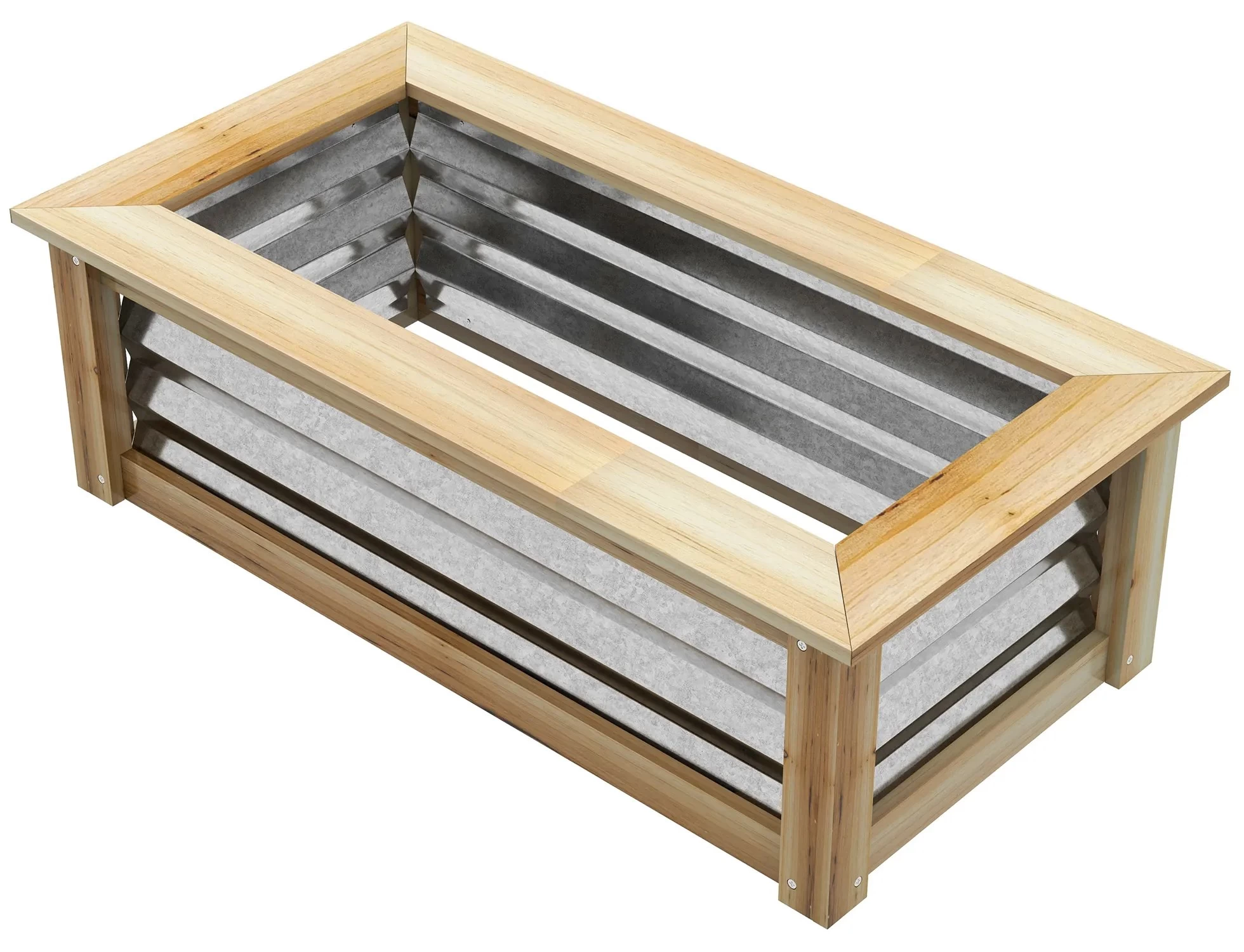 Outsunny Kovový vyvýšený záhon s dřevěným rámem pro zahradu a balkon 90x45x30cm, odolný proti povětrnostním vlivům | Aosom.de