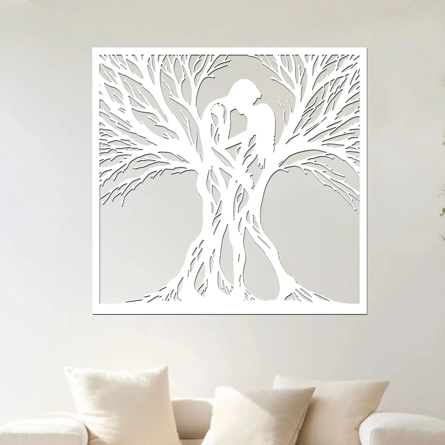 dřevo života Dřevěný strom SPOJENÍ Rozměry (cm): 40x40, Zvolte barvu dekoru: Bílá