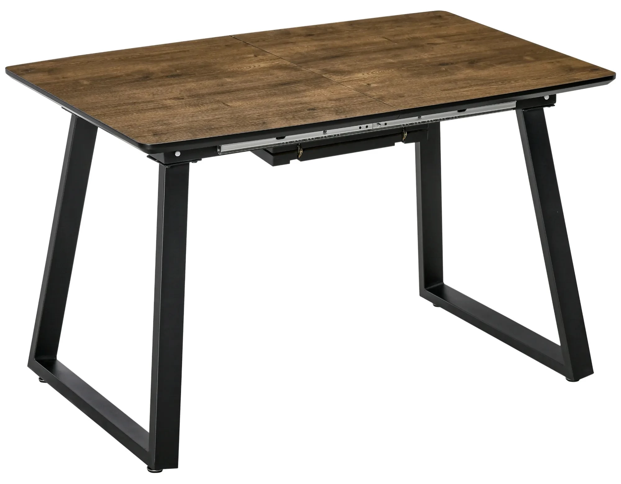 HOMCOM Rozkládací stůl do jídelny, 120-160 x 80 cm, industriální design pro 6 osob, robustní, vzhled dřeva, kovový rám, černá + hnědá | Aosom