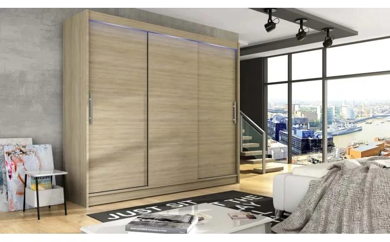 Skříň Dasto II, Barva: sonoma, Osvětlení: osvětlení LED RGB - barevné