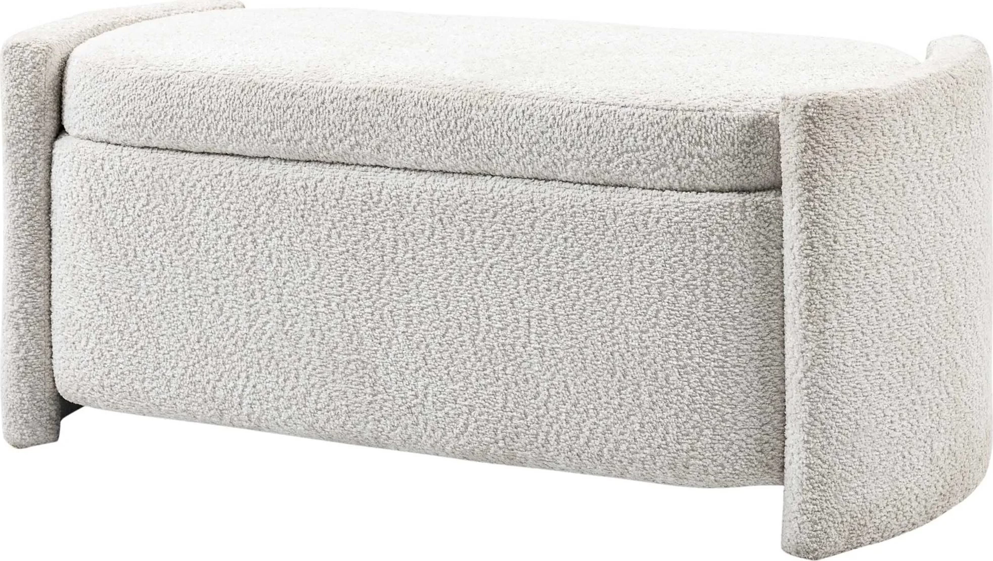 HOMCOM Sedací lavice, postelová lavice s úložným prostorem, čalouněná lavice s víkem, sametový vzhled, úložná lavice, krémová, 105 x 44 x 45,5 cm | A…