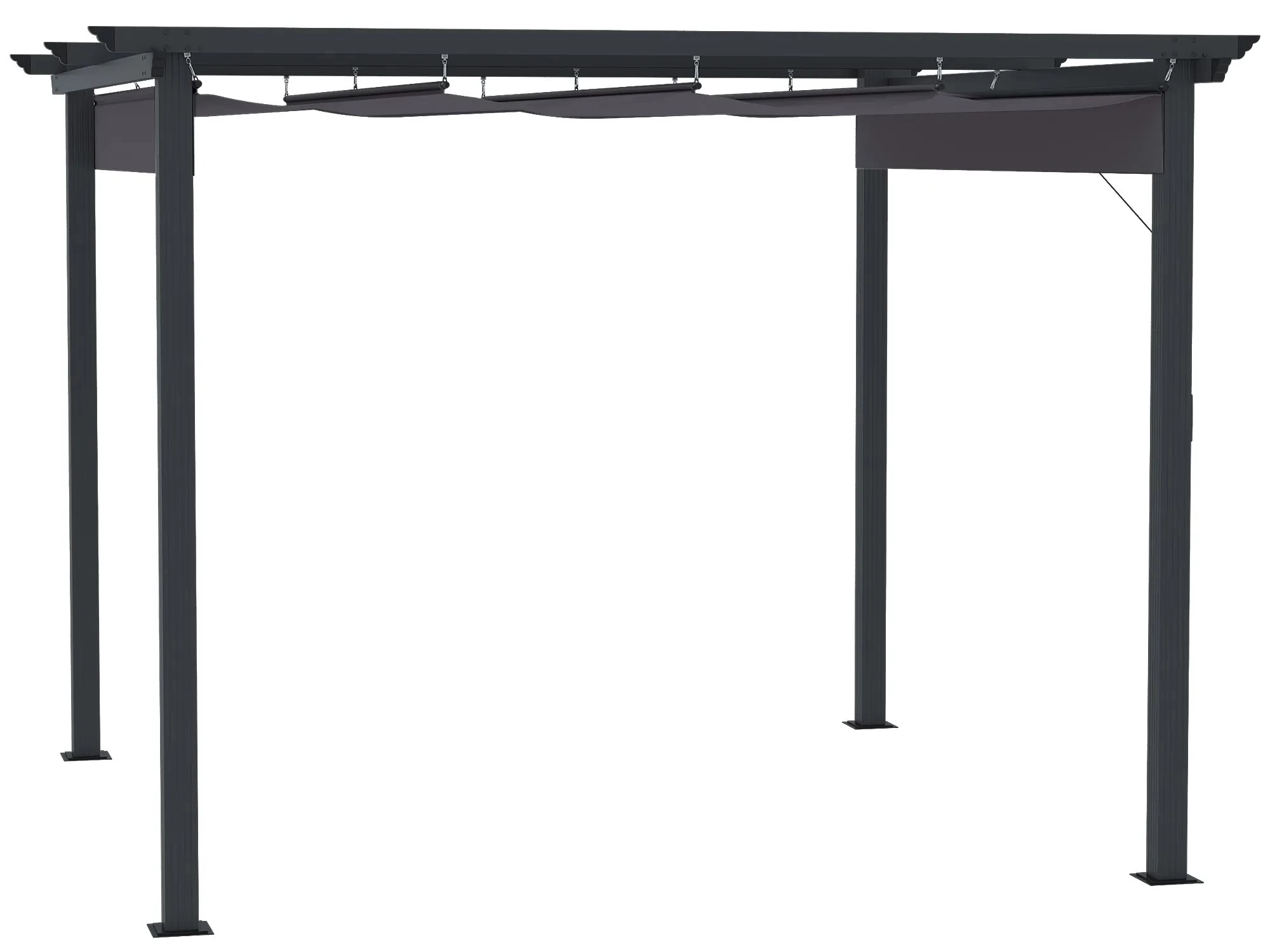 Outsunny pergola 2,95 x 2,95 m altán s posuvnou střechou hliník polyester šedý | Aosom