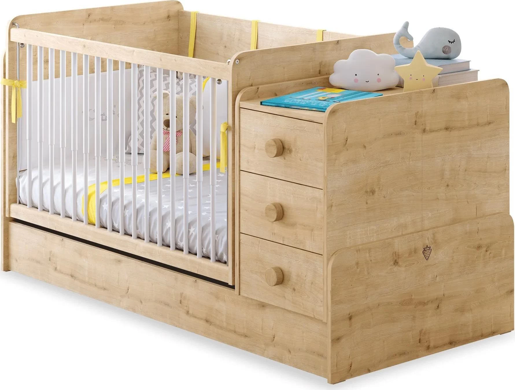 Čilek Rostoucí houpací postýlka s přebalovacím pultem Mocha Baby + matrace